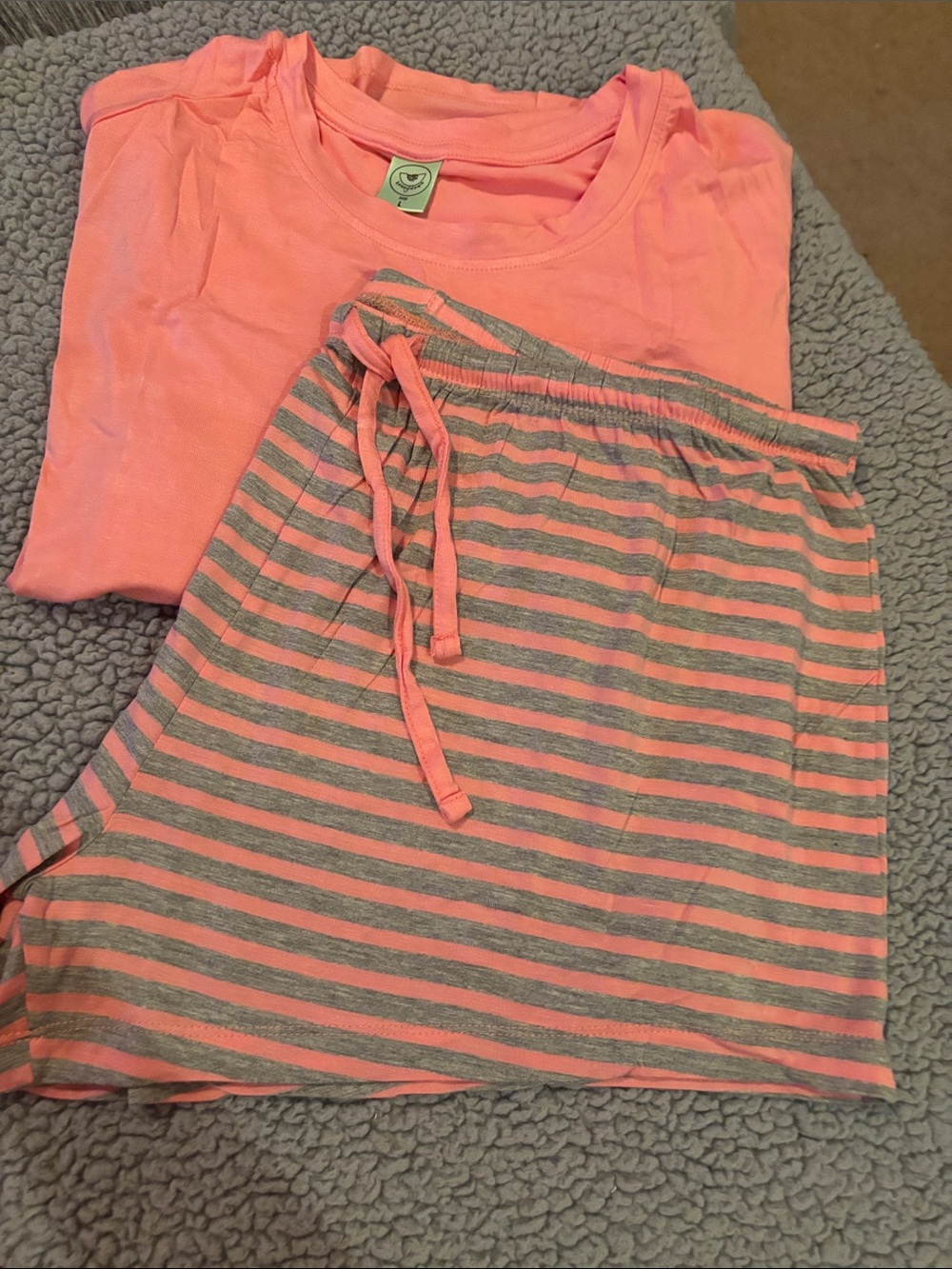 NWOT Honeydew USA Coral Pink & Gray Striped women’s Pajama Set